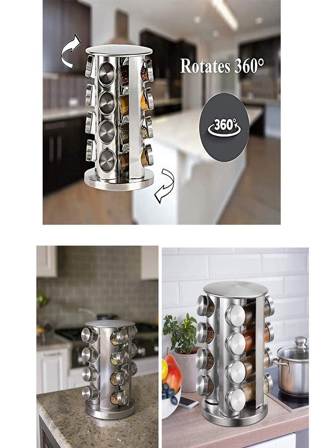 Tray 16 In 1 360 Multipurpose Revolving Spice Rack Jar Set,Masala Box,Organizer Stand,Namak Dani,Tikkar Pepper,Oregano,Chilli Flakes,Storage Canister,Airtight,Rustproof,Corner Shelf - Countertop - Image 3
